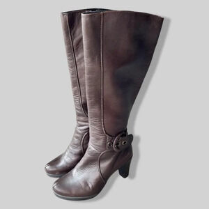 Clarks  Brown Leather Heeled Tall Boots